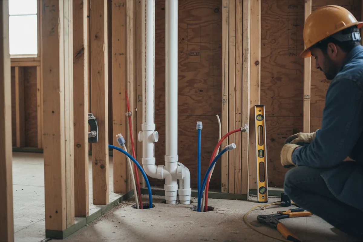 Drain and supply rough-in during Garbage Disposal Repair in Beaver